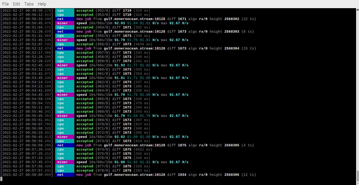 XMRig running in terminal